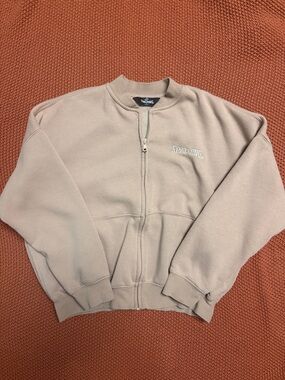 Spalding Light Beige Full-Zip Crew Sweatshirt